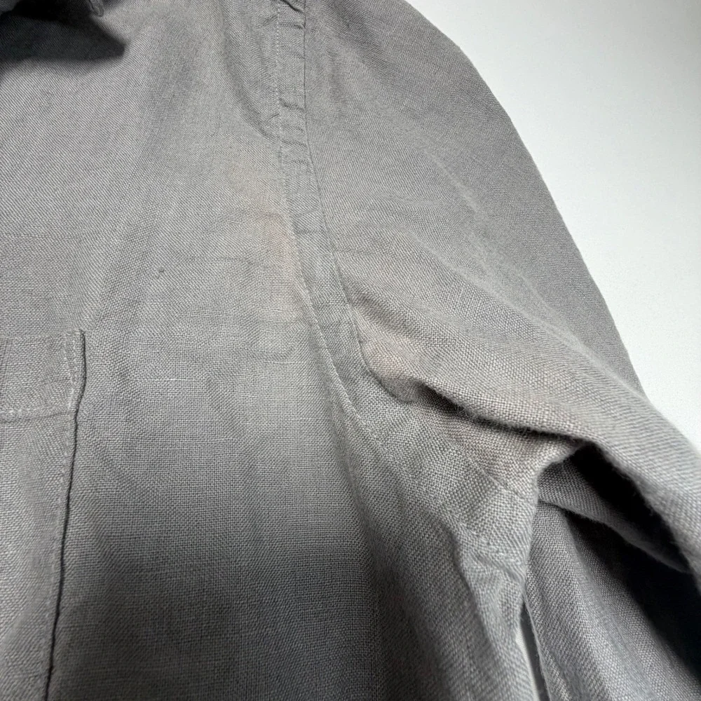 J.Crew Irish Linen Shirt XL Lot Pink Stripe Gray White Baird McNutt
